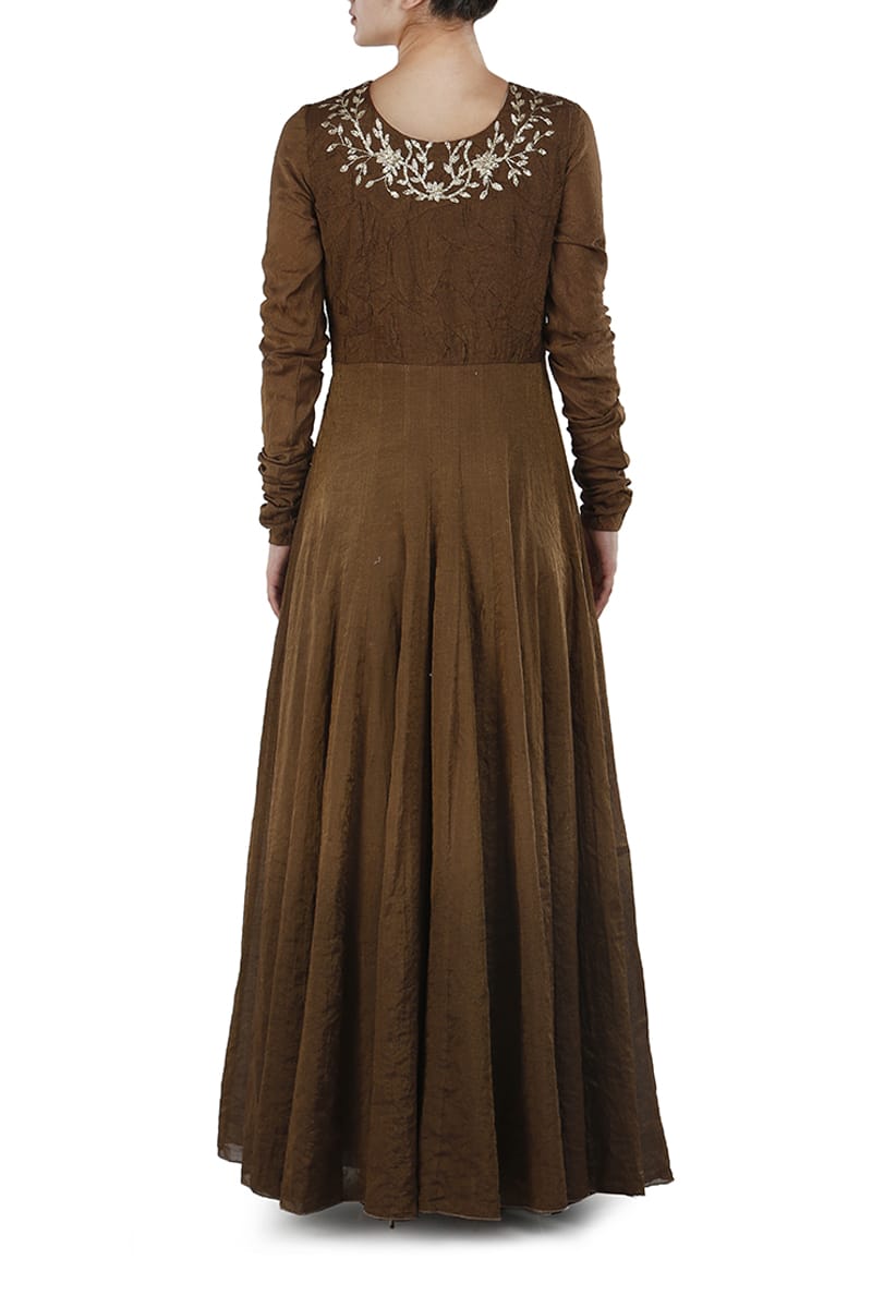 Floor - Length Fit & Flare Embroidered Dress - samantchauhan