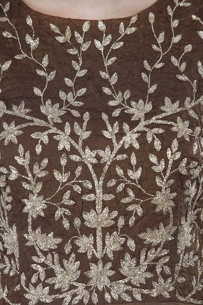 Floor - Length Fit & Flare Embroidered Dress - samantchauhan