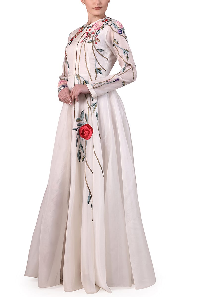 Floral Embroidered Gown - samantchauhan