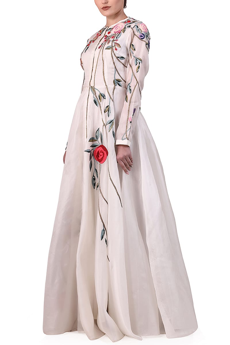 Floral Embroidered Gown - samantchauhan