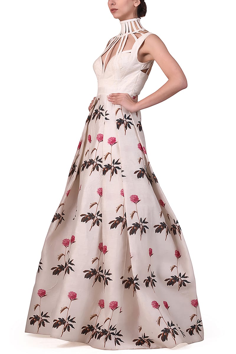 Floral Printed Corset Gown - samantchauhan