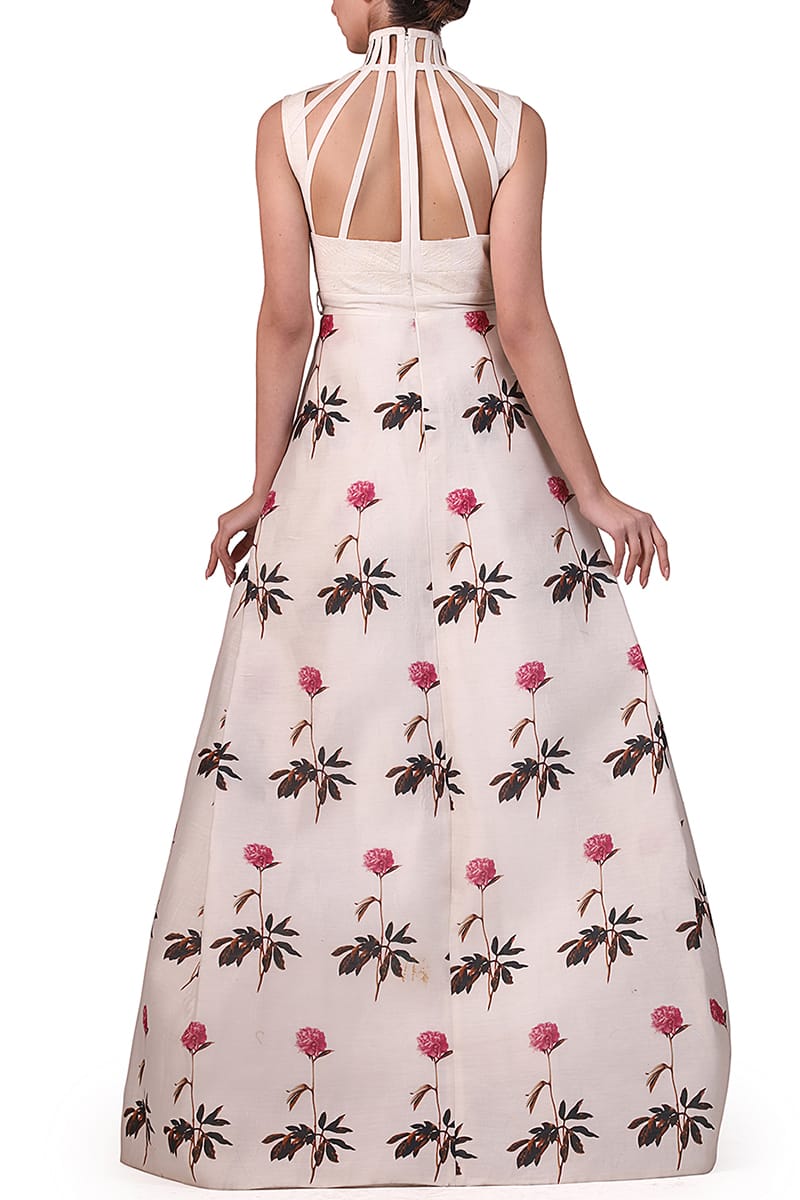 Floral Printed Corset Gown - samantchauhan