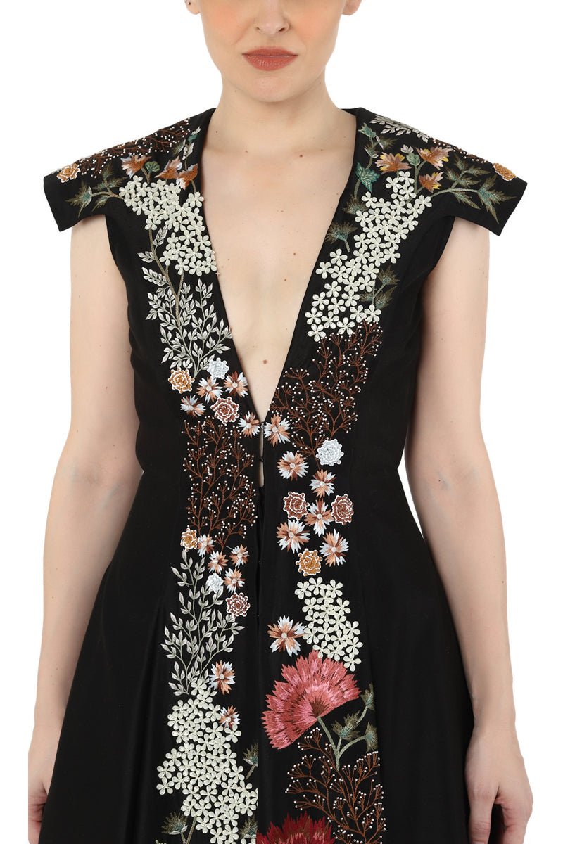 Front open v neck gown - samantchauhan