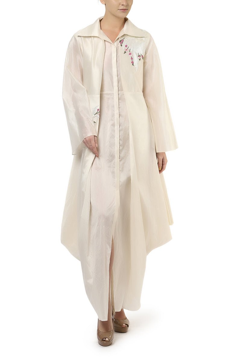 Front - Opening Draped Jacket Dress - samantchauhan