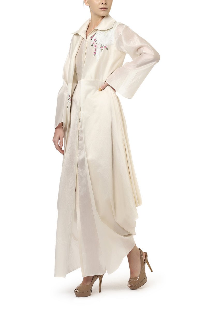 Front - Opening Draped Jacket Dress - samantchauhan
