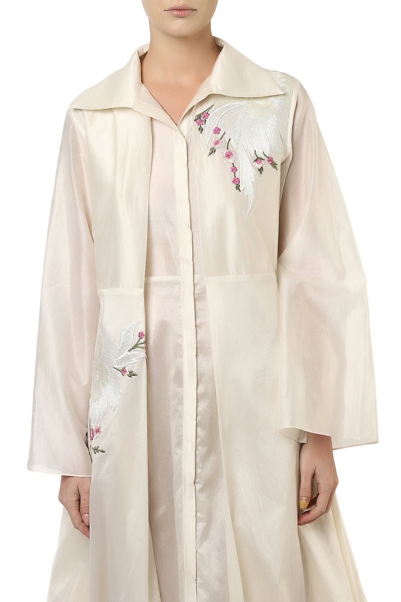 Front - Opening Draped Jacket Dress - samantchauhan