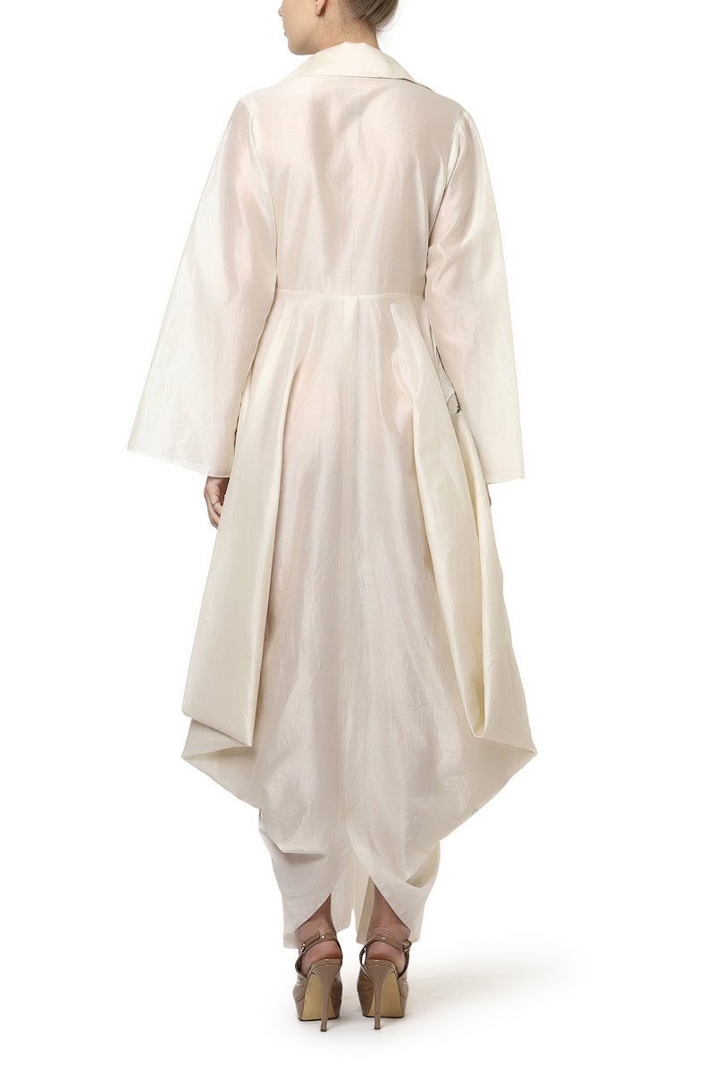 Front - Opening Draped Jacket Dress - samantchauhan