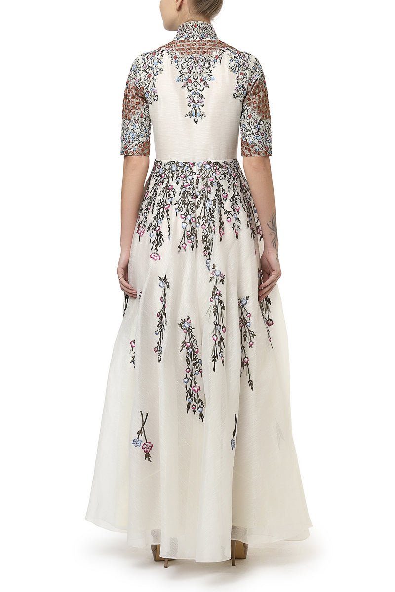 Front - Opening Embroidered Gown - samantchauhan