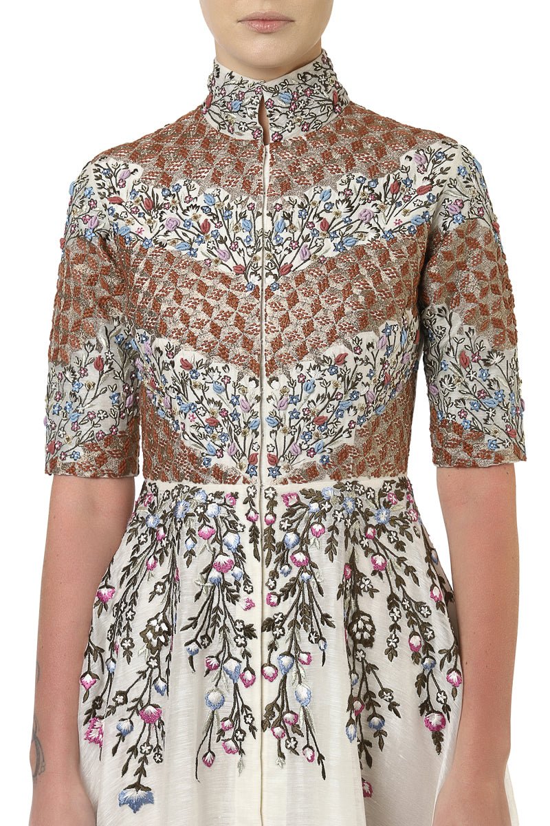 Front - Opening Embroidered Gown - samantchauhan