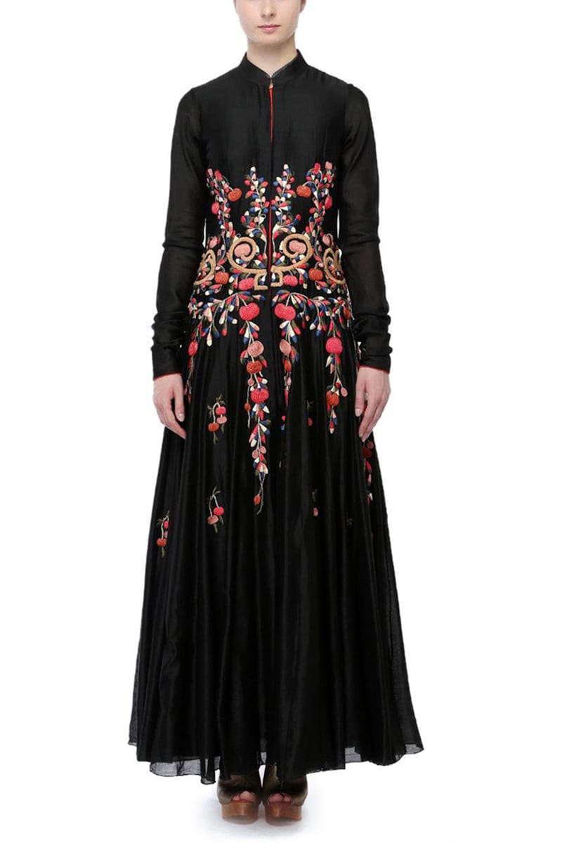 Front - opening Embroidered Gown - samantchauhan