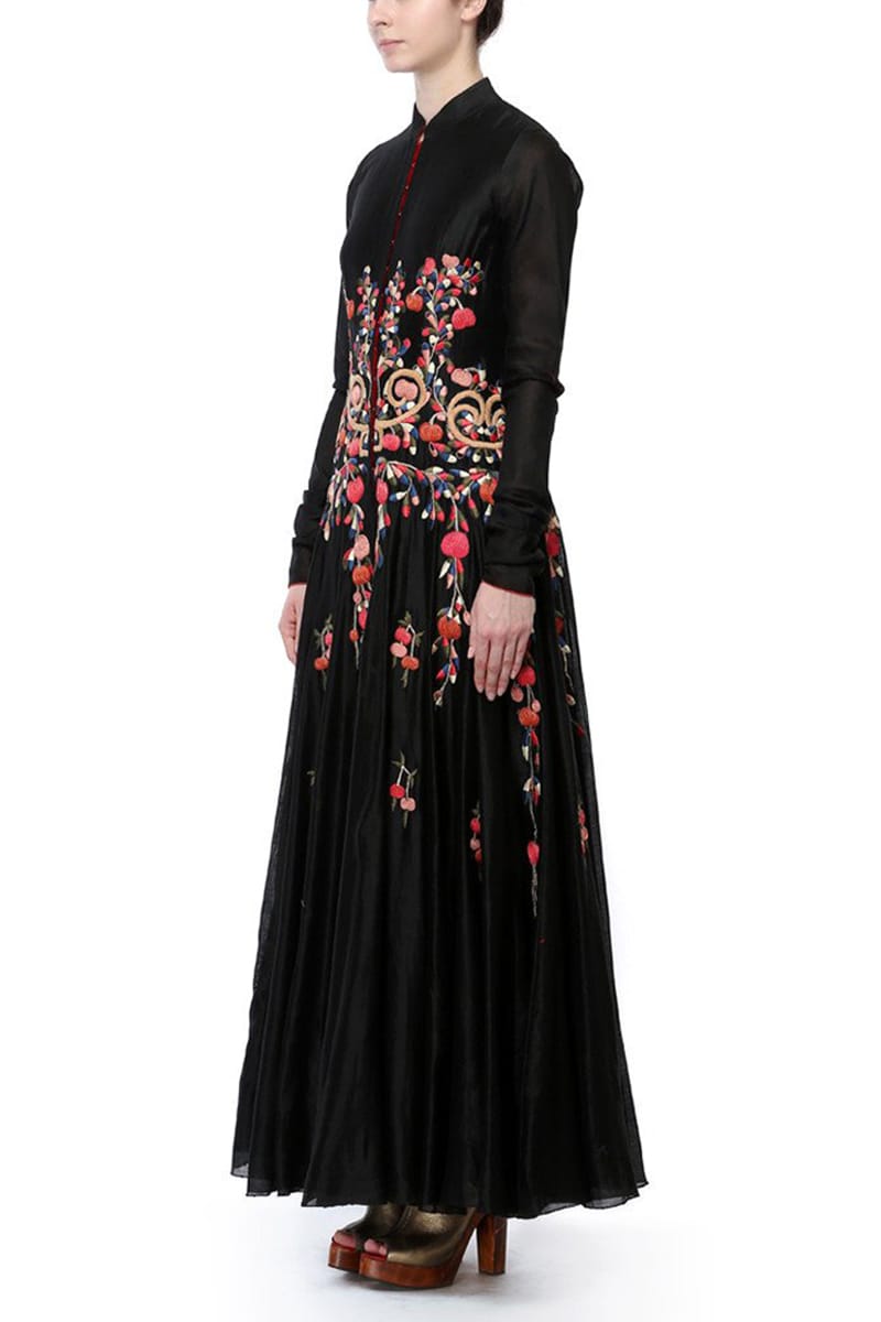 Front - opening Embroidered Gown - samantchauhan