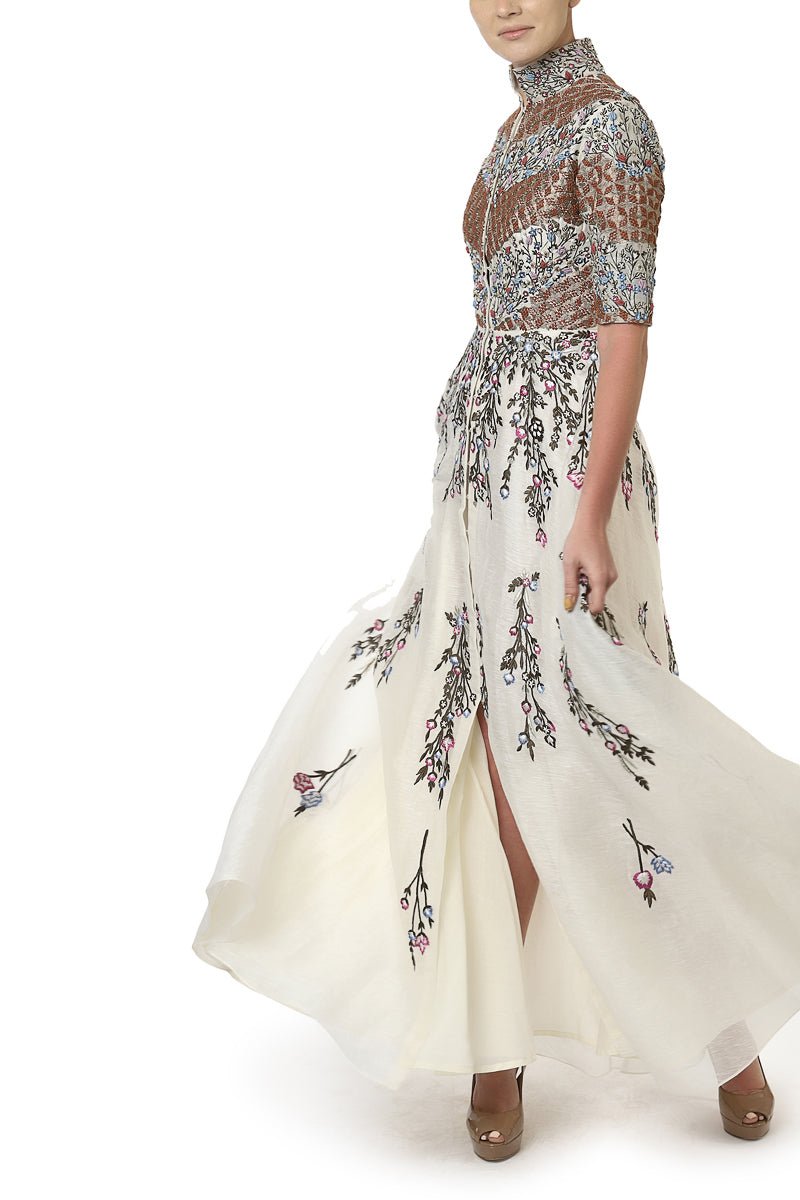 Front - Opening Embroidered Gown - samantchauhan