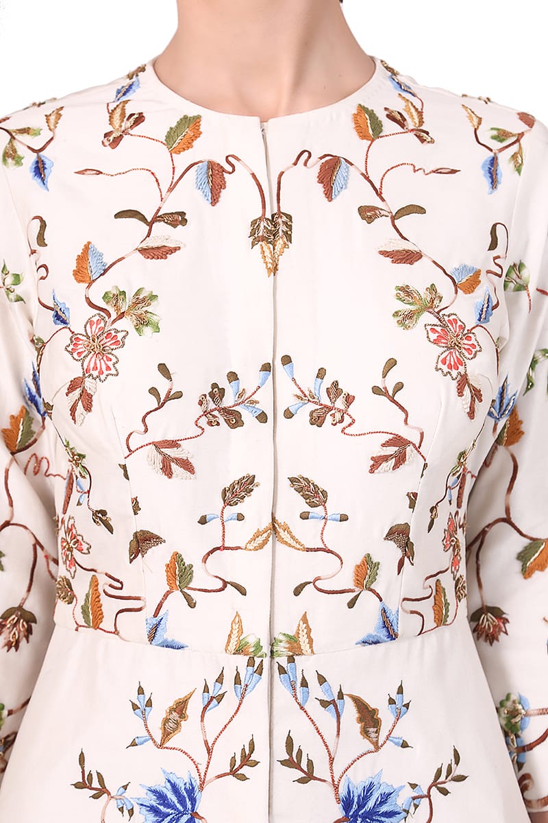 Front - opening Embroidered Jacket Gown - samantchauhan