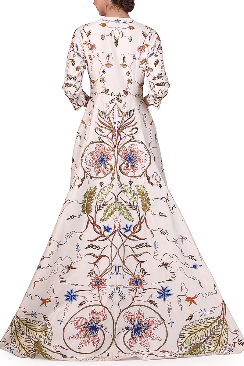 Front - opening Embroidered Jacket Gown - samantchauhan
