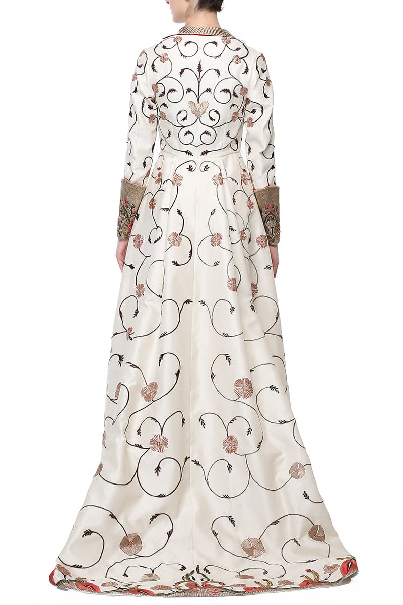 Front - Opening Embroidered Jacket Gown - samantchauhan