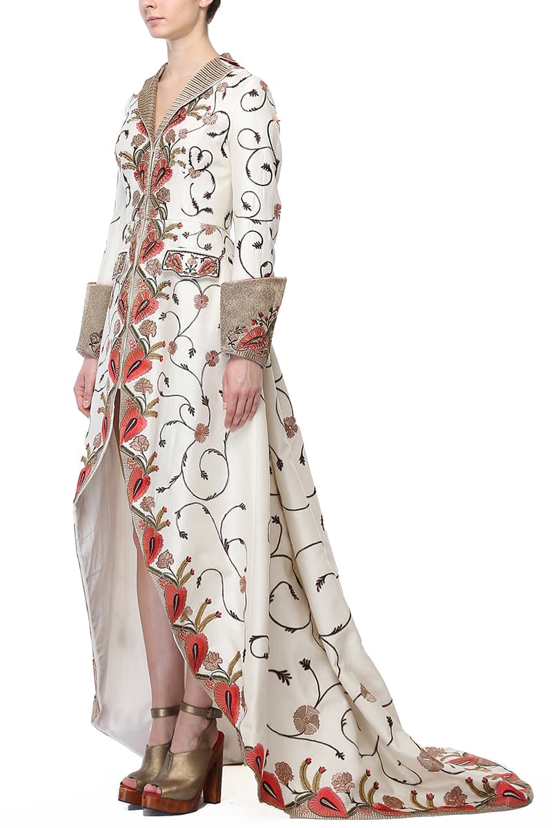 Front - Opening Embroidered Jacket Gown - samantchauhan