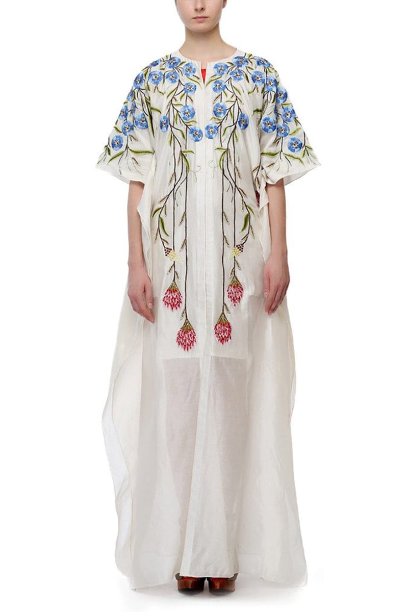 Front - Opening Embroidered Kaftan - samantchauhan