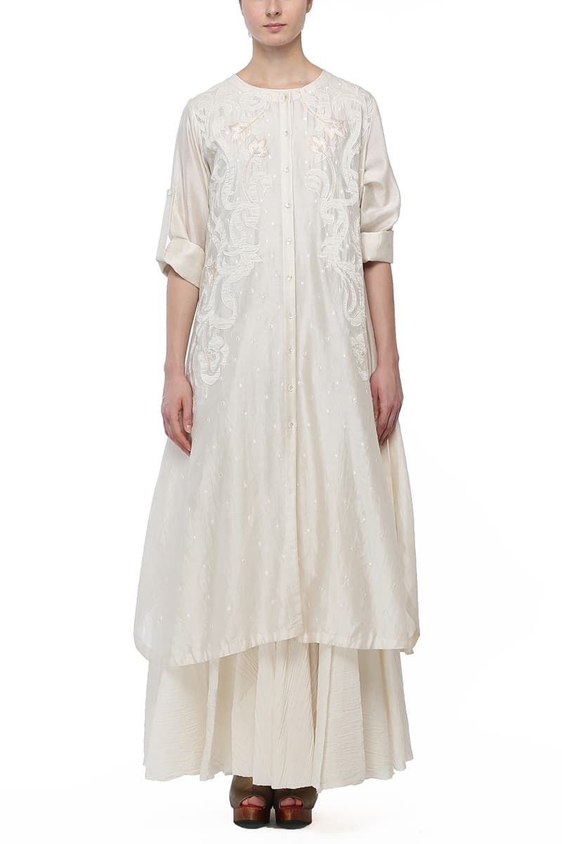 Front - opening Embroidered Kurta & Inner - samantchauhan