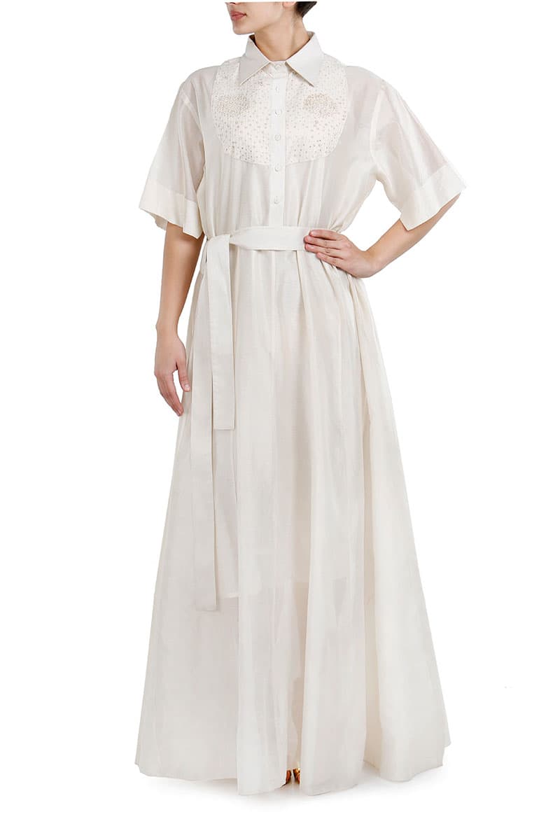 Front Tie - up Burn - effect Dress - samantchauhan