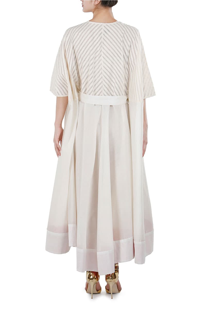 High Low Front Tie - up Embroidered Dress - samantchauhan