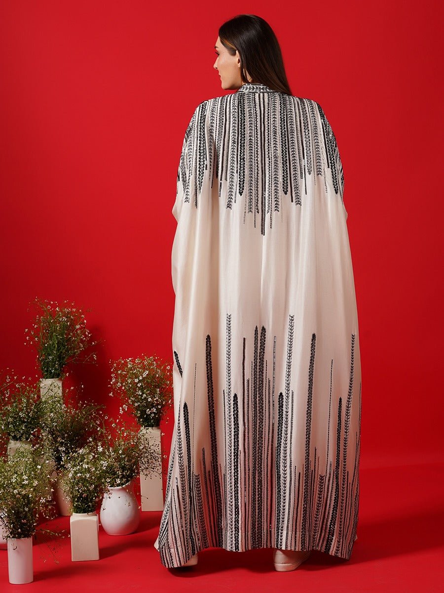 Ivory cotton silk high low kaftan - samantchauhan Apparel & Accessories