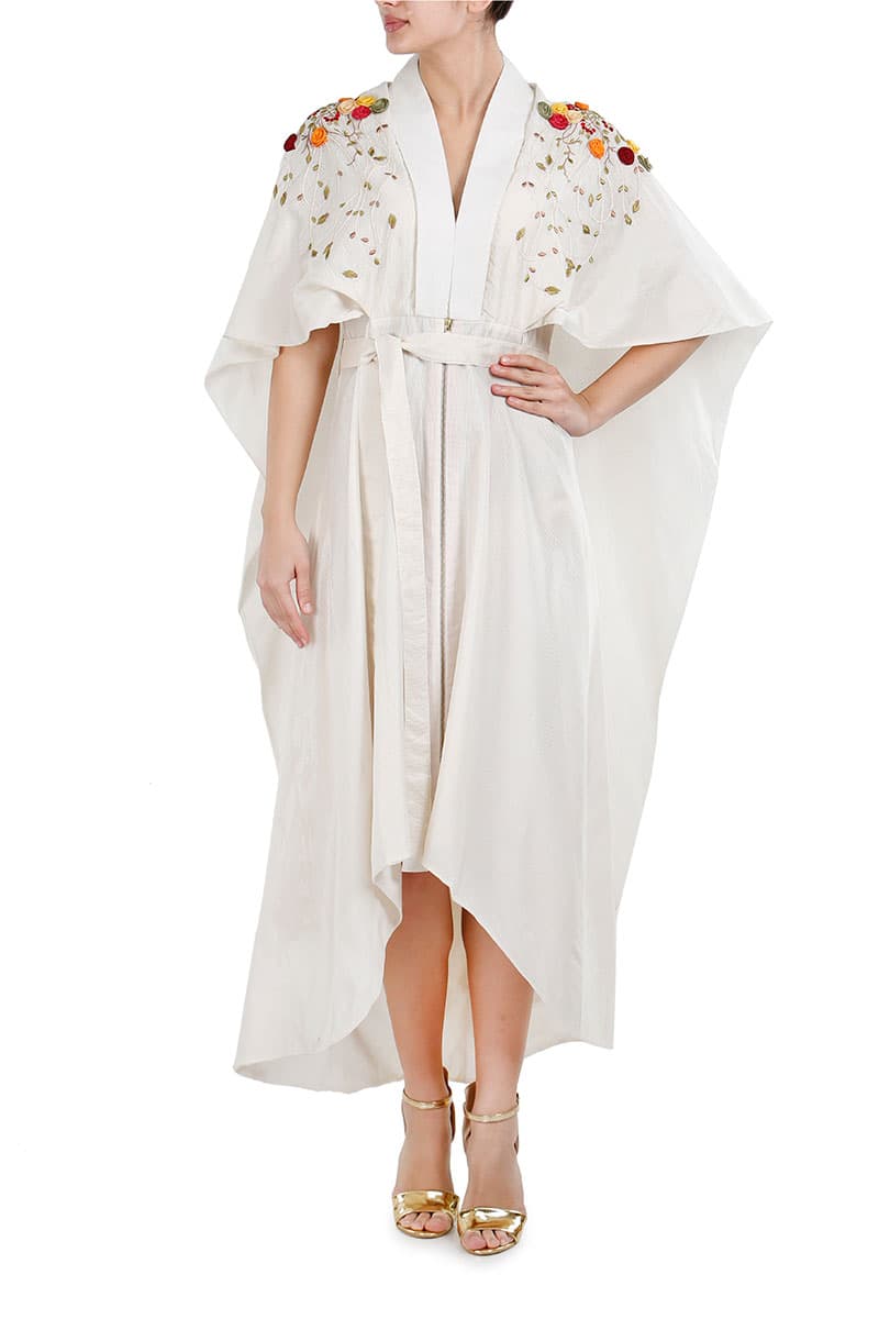 Kimono Sleeves Asymmetric Kaftan - samantchauhan