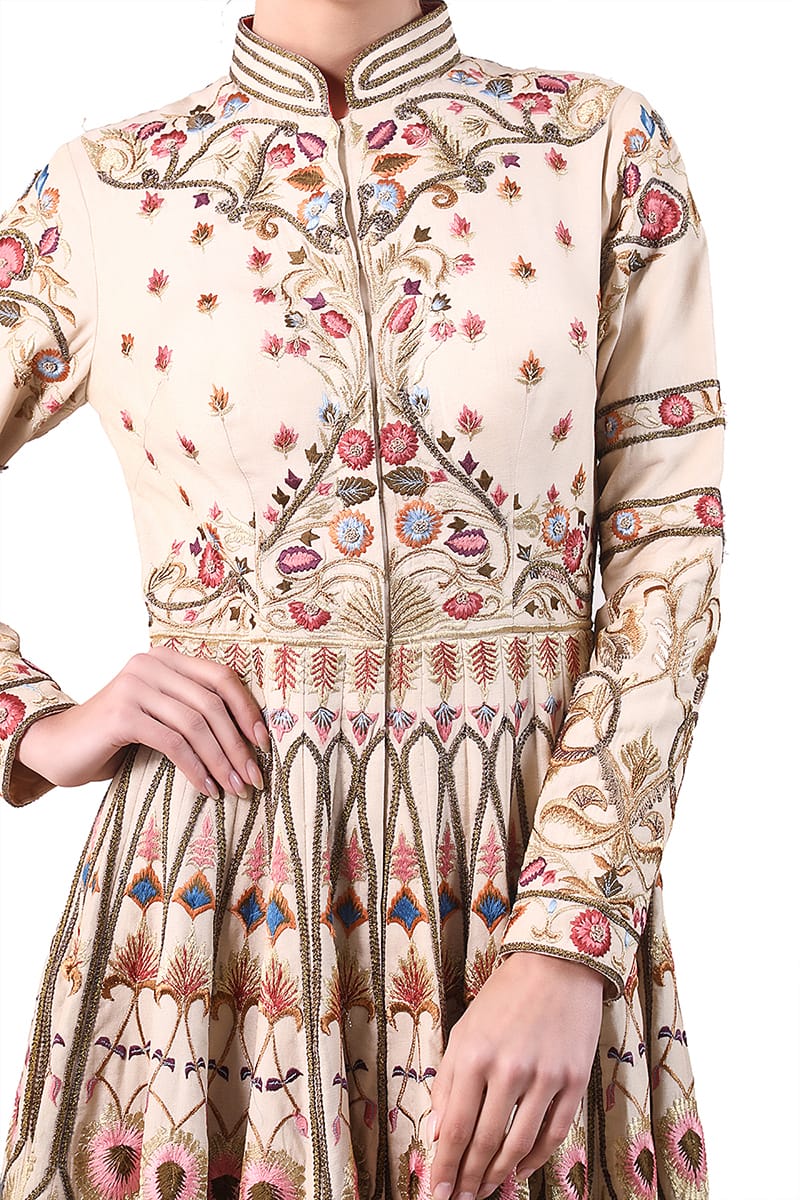 Mandarin Collared Embroidered Kurta - samantchauhan