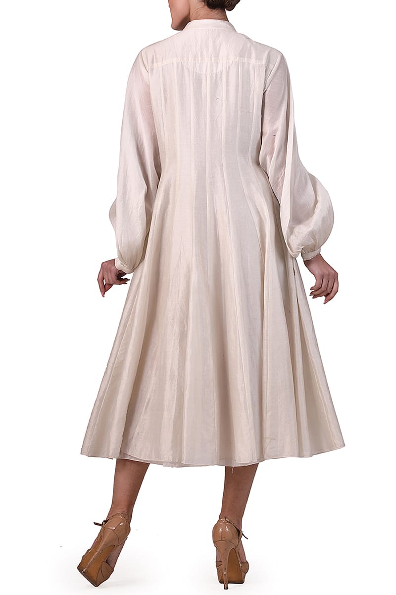 Mandarin Collared Relax - fit Embroidered Dress - samantchauhan