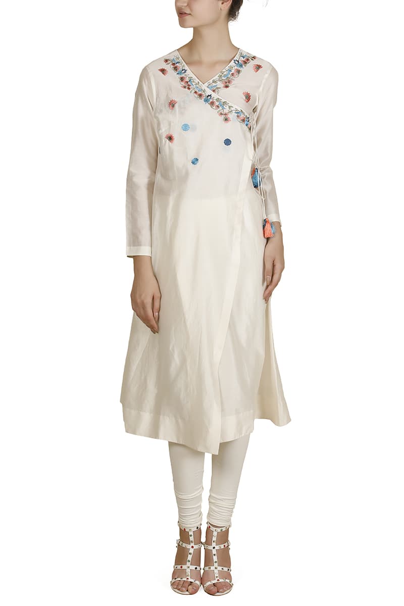 Overlap Angarakha Embroidered Kurta - samantchauhan