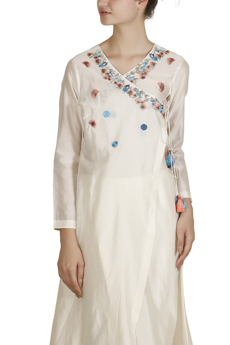 Overlap Angarakha Embroidered Kurta - samantchauhan
