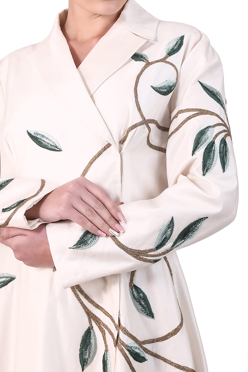 Overlap Collared Embroidered Jacket Gown - samantchauhan