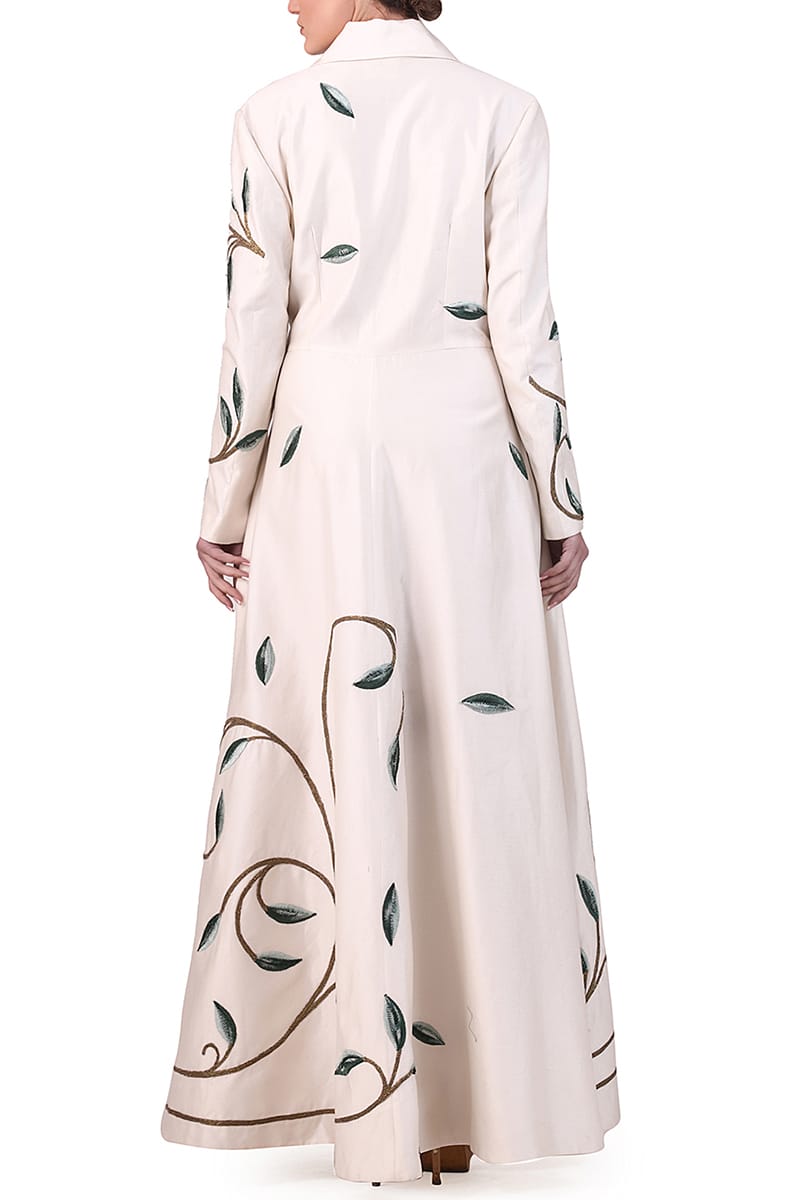 Overlap Collared Embroidered Jacket Gown - samantchauhan