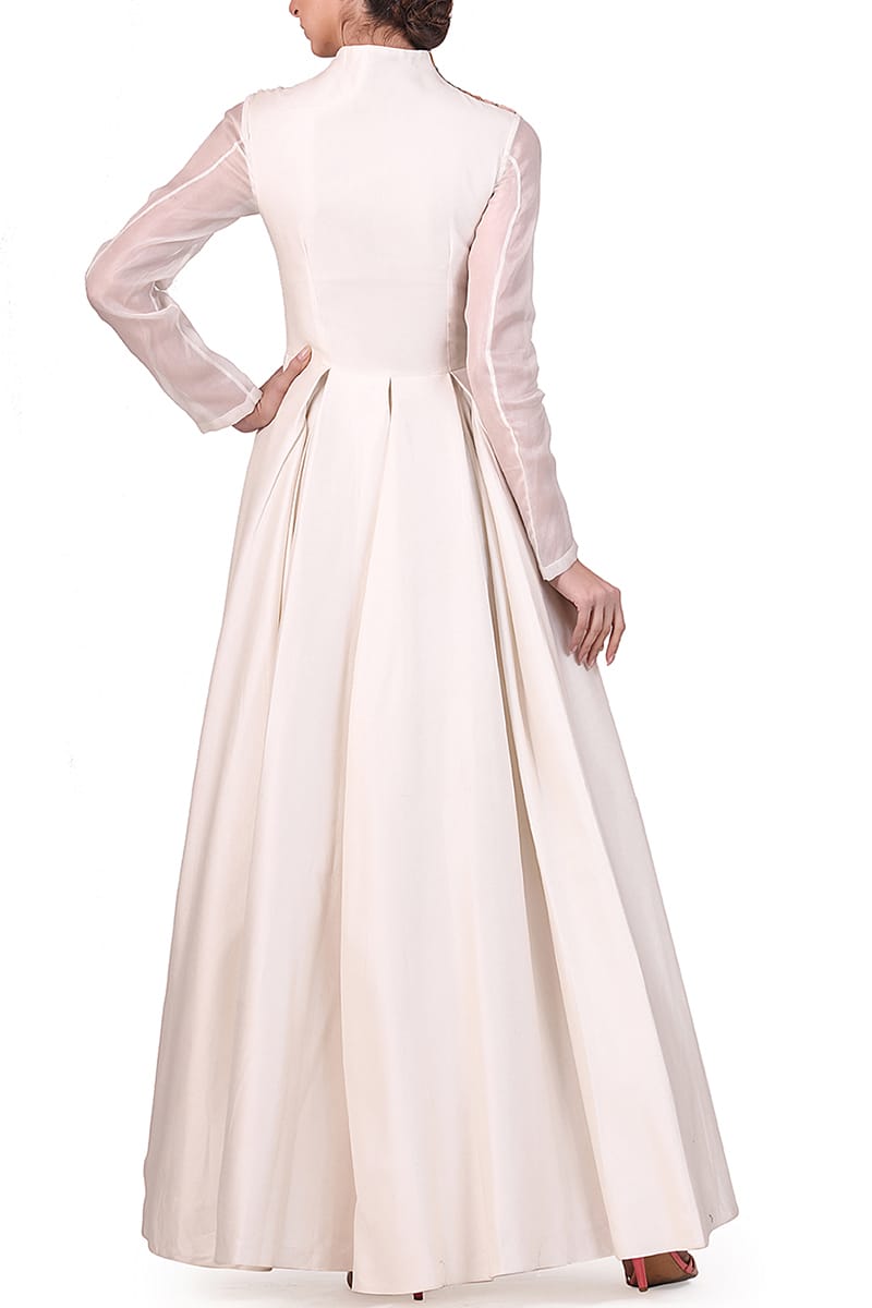 Overlap Placket Embroidered Gown - samantchauhan