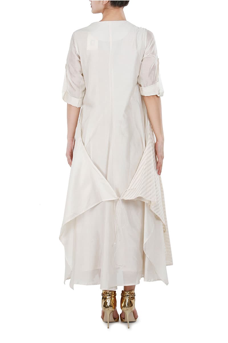 Overlap Tie - up Embroidered Kurta - samantchauhan
