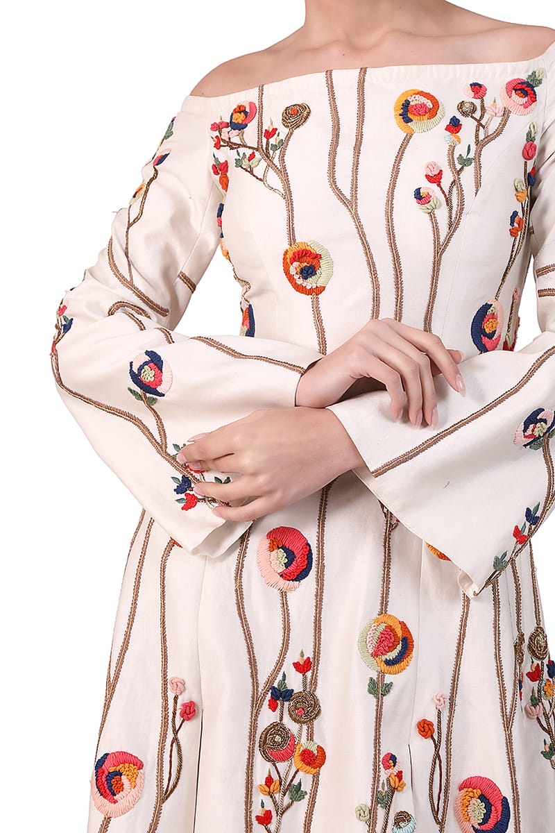 Peplum Sleeved Embroidered Dress - samantchauhan