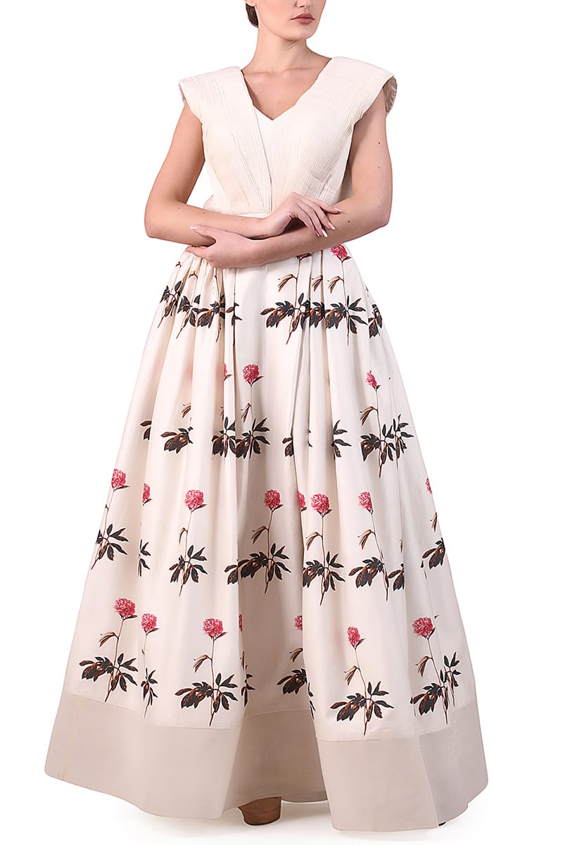 Printed Fit & Flare Gown - samantchauhan