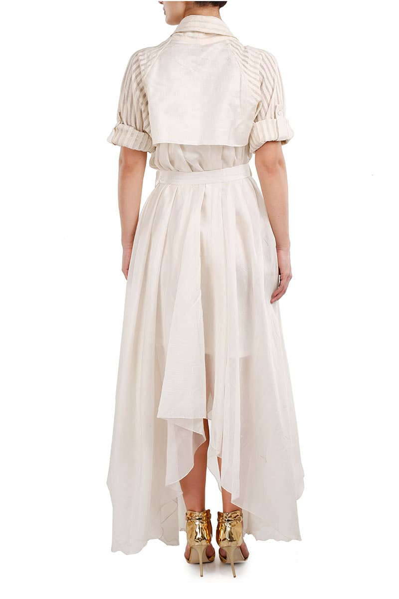 Robe style tie - up Embroidered Kurta - samantchauhan