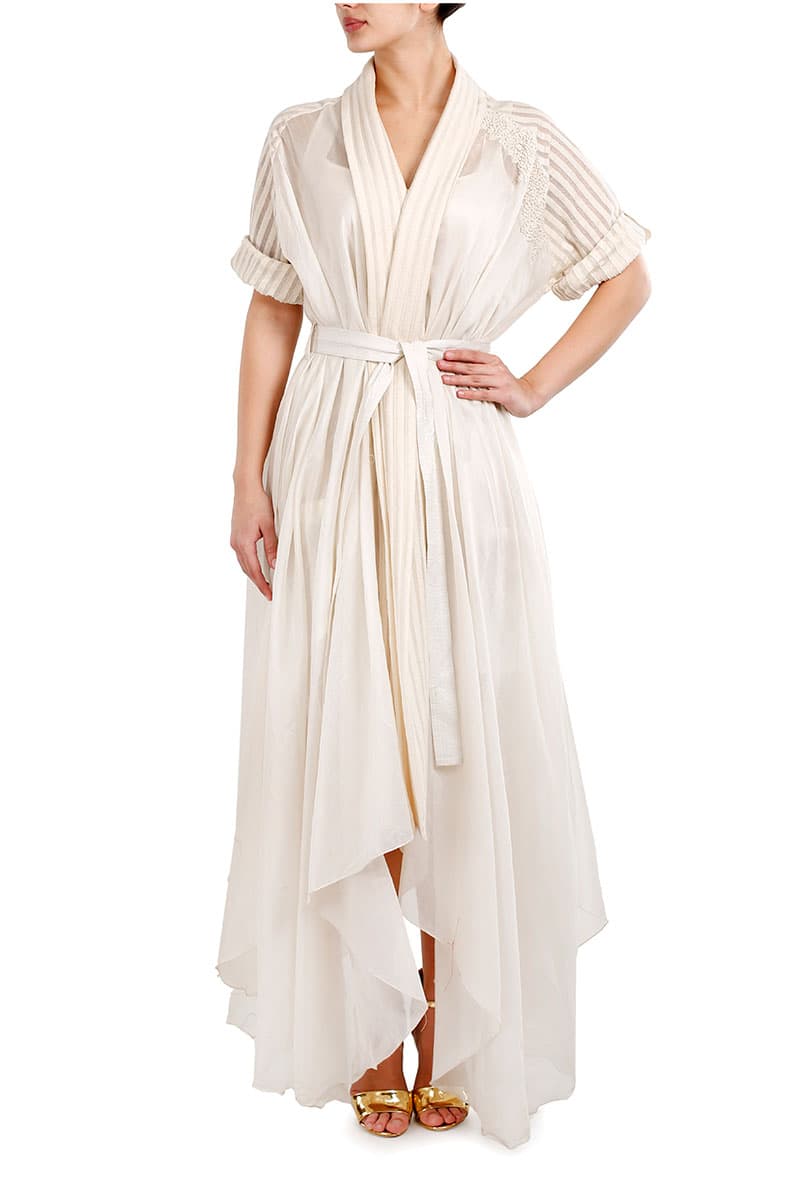 Robe style tie - up Embroidered Kurta - samantchauhan