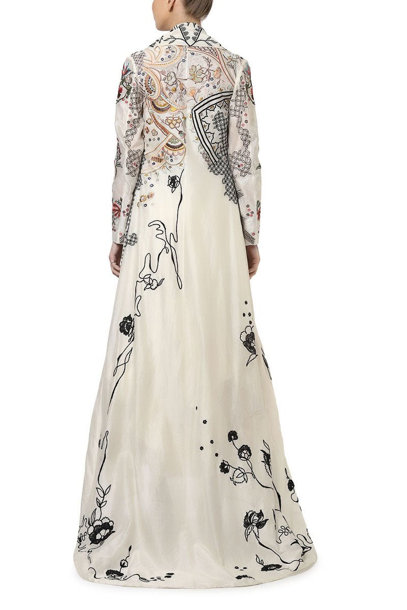 Ruffle Dress & Embroidered Long Jacket - samantchauhan