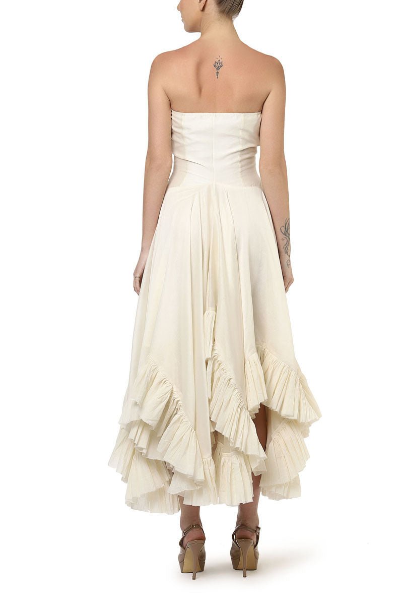 Ruffle Dress & Embroidered Long Jacket - samantchauhan