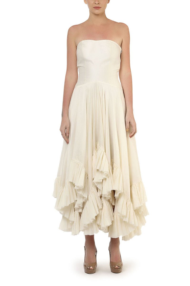 Ruffle Dress & Embroidered Long Jacket - samantchauhan