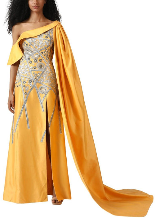 Ruffle gown with cape - samantchauhan