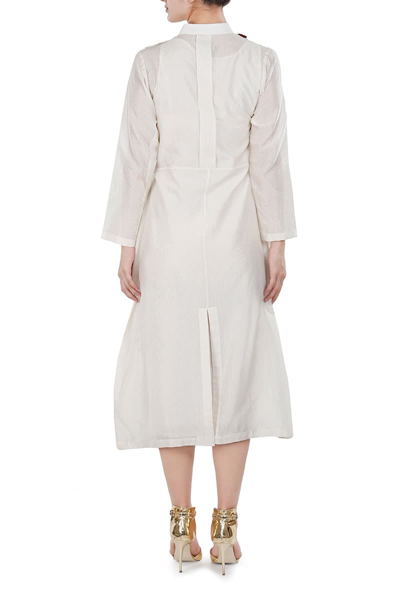 Side Tie - up Floral Applique Dress - samantchauhan