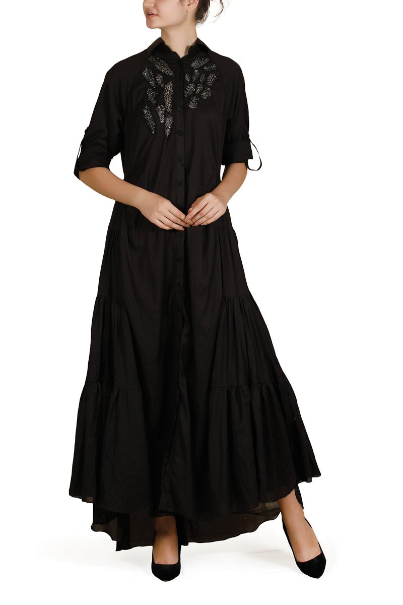 Side Tiered Embroidered Dress - samantchauhan