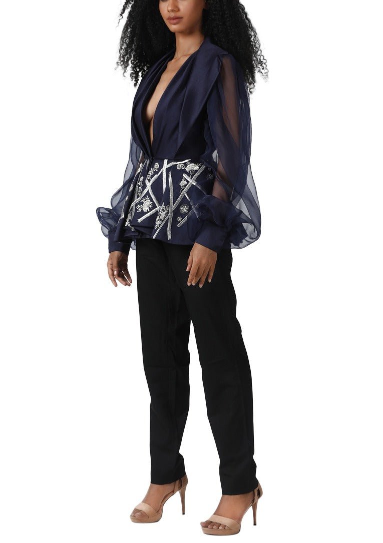 Splurging neckline top with pants - samantchauhan