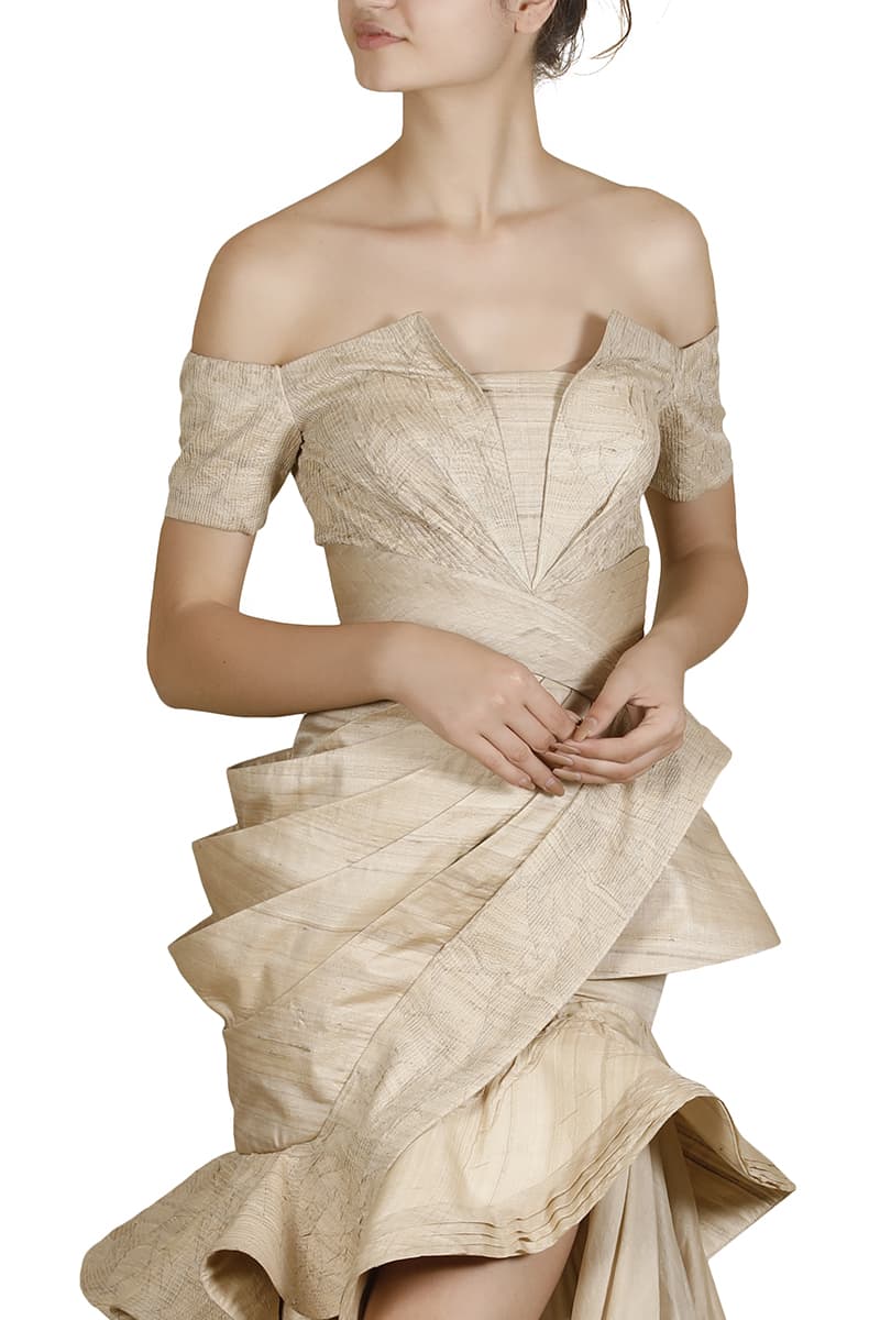 Surface Textured, Draped & Panelled Gown - samantchauhan