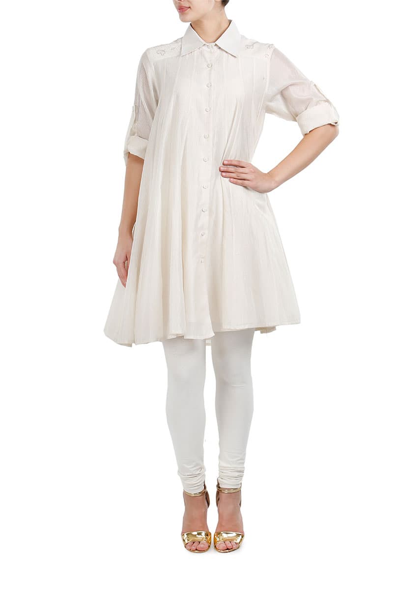 Thread Work Shirt style Dress - samantchauhan