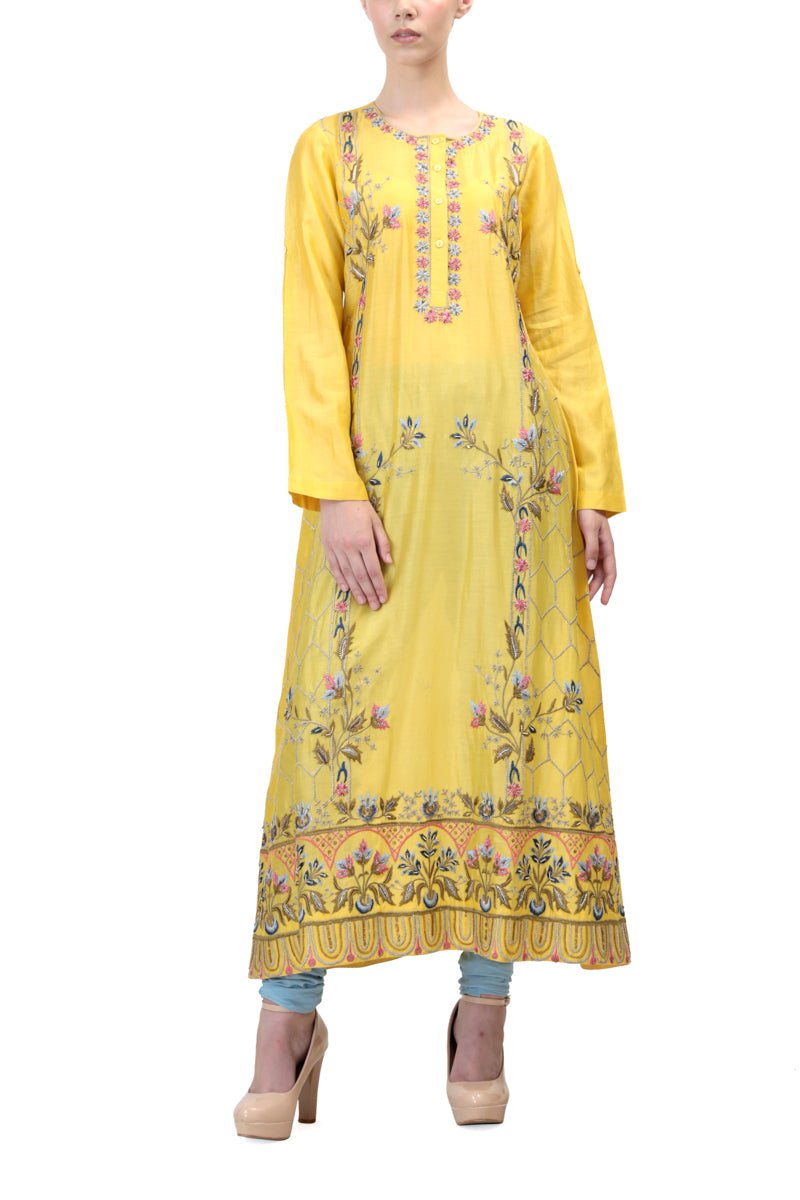 Vibrant Floral Embroidered Kurta - samantchauhan