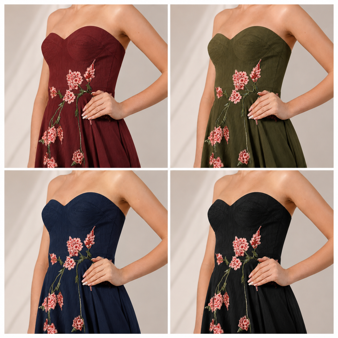 Embroidered Bustier Gown