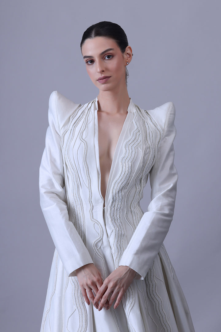 Floor-Length Gown With A Lapel Neckline